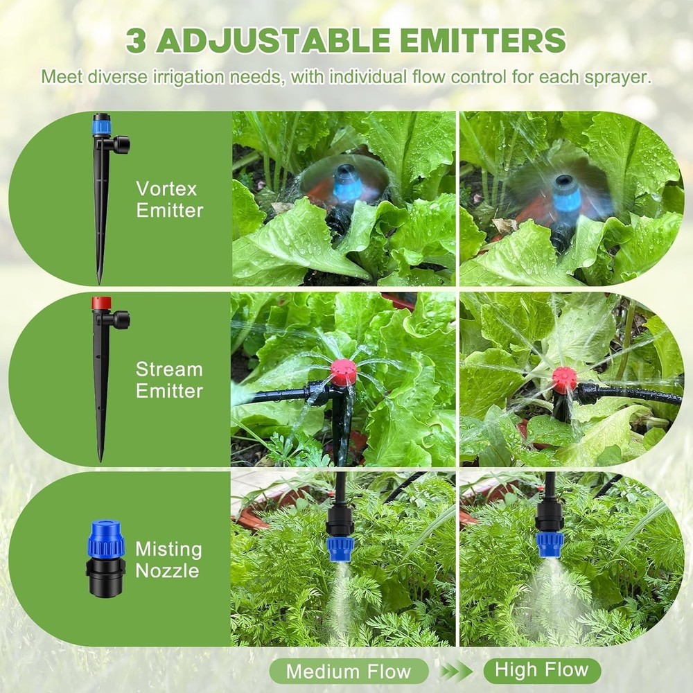 240FT Quick-Connect Drip Irrigation System, Automatic Garden Watering System Kit