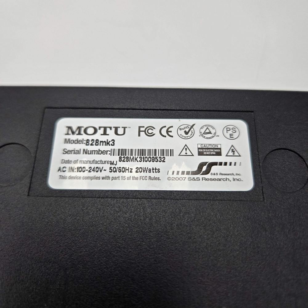MOTU 828 Mk 3 Audio Interface - Untested