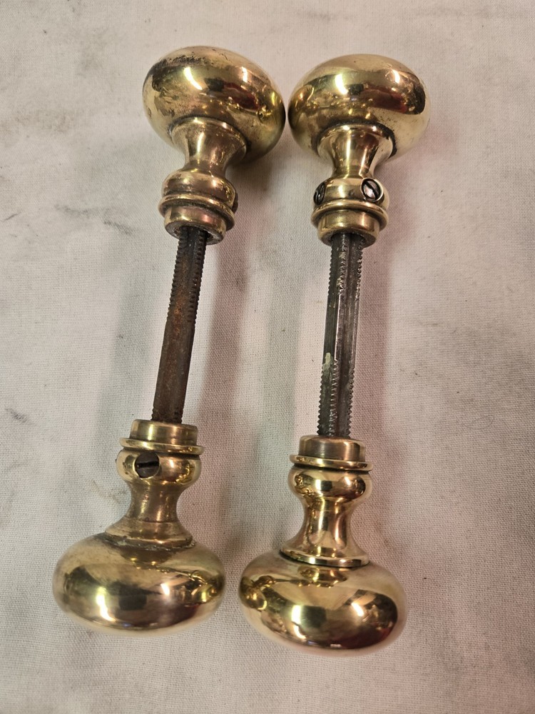 Vintage 2 Pair Brass Door Knobs Polished