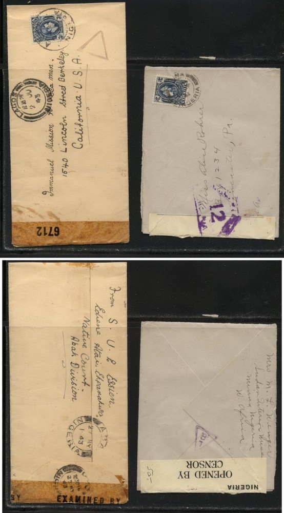 Nigeria  2  censor covers,  to   US        MS0201