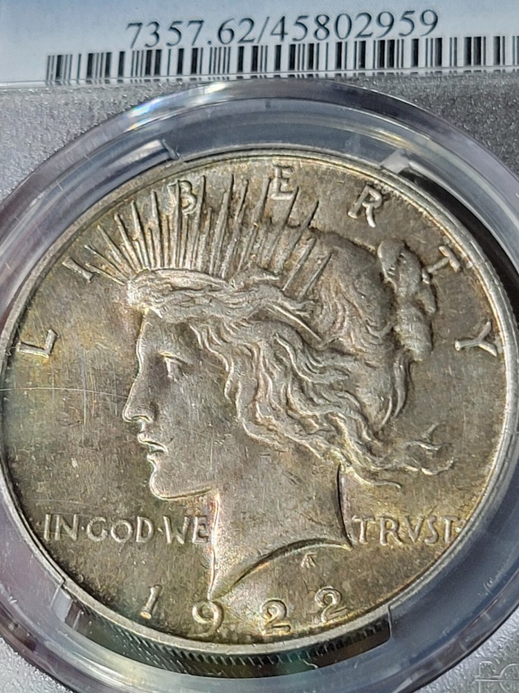 1922 $1 Peace Dollar PCGS MS62 Toned