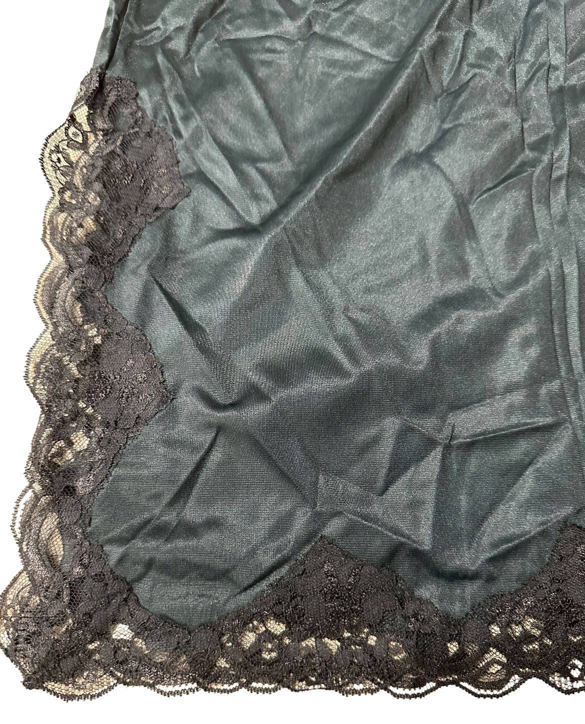 Ventura Plus Size Nylon Half Slip 25" Long 3X BLACK GREEN (Side Slit) #4743 NWT