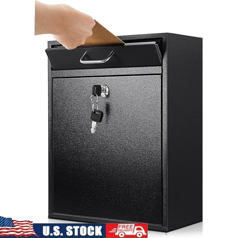 Lockable Wall Mount Mailbox Secure Metal Storage Key Included Easy Install New