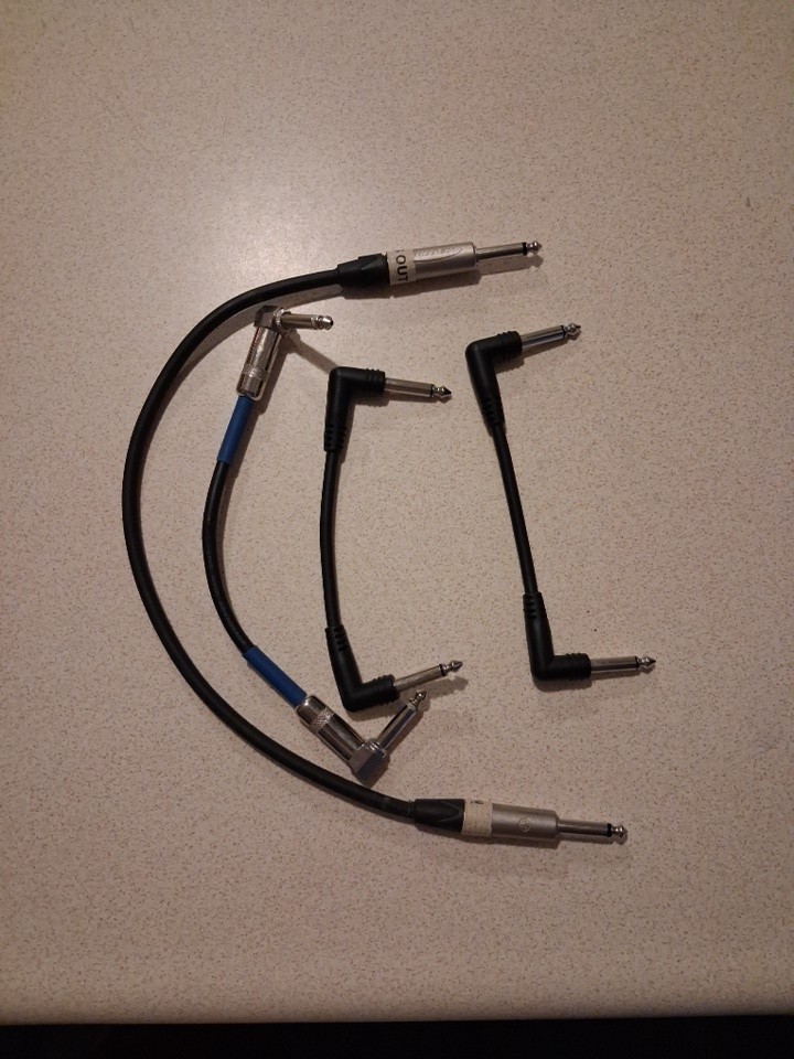 Assorted 1/4"  Guitar Patch Cables, Tested  Lot Of 4