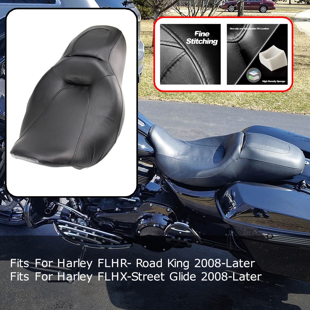 Low Profile Driver Passenger Seat Fits For Harley Road King Street Glide 2008-UP