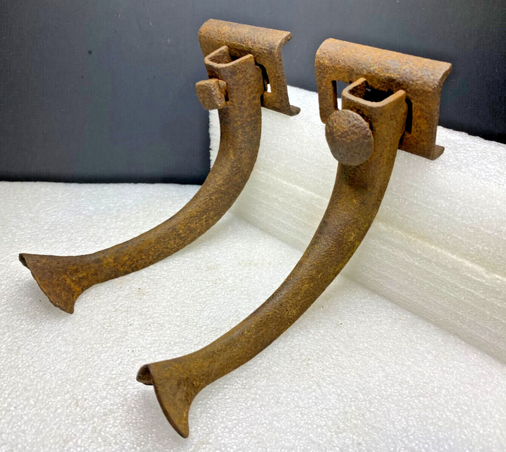 2 Antique Rustic Iron Tack Harness Hooks/Barn Hooks 6" Hanging Hooks
