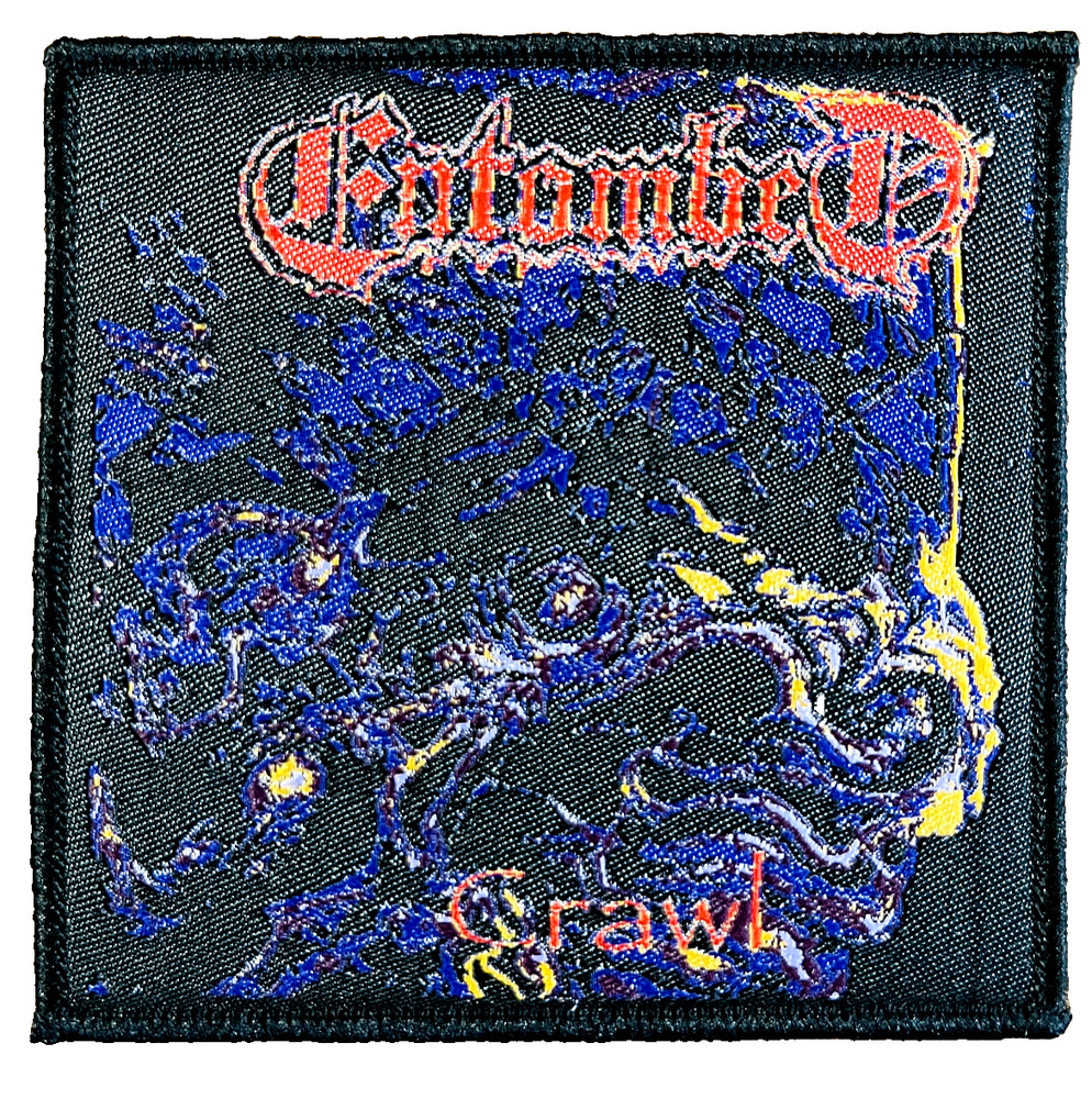 ENTOMBED, CRAWL, SEW ON BLACK BORDER WOVEN PATCH