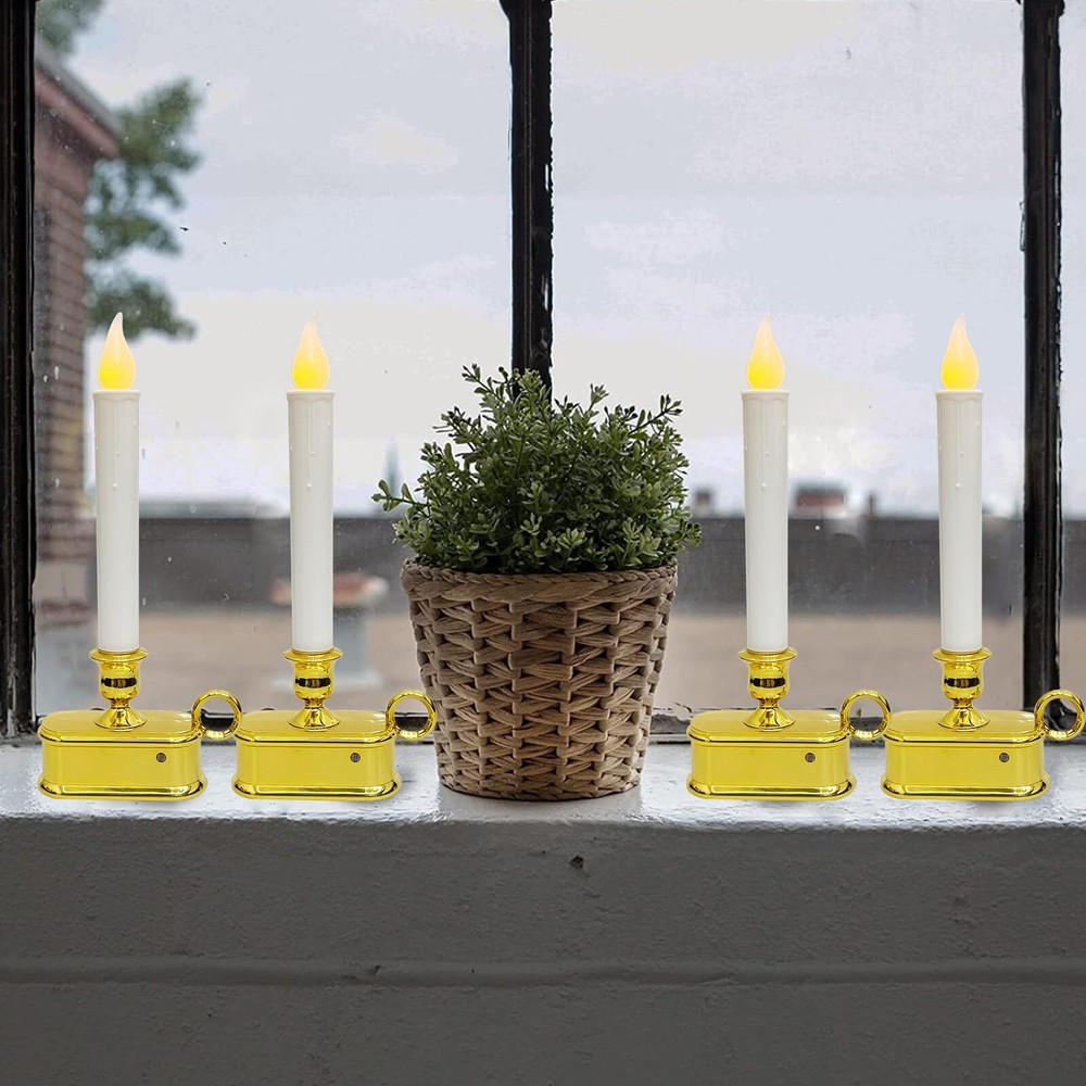 4 Pack Wireless Window Candle Lamps, Christmas Window Candle Light with Sensor
