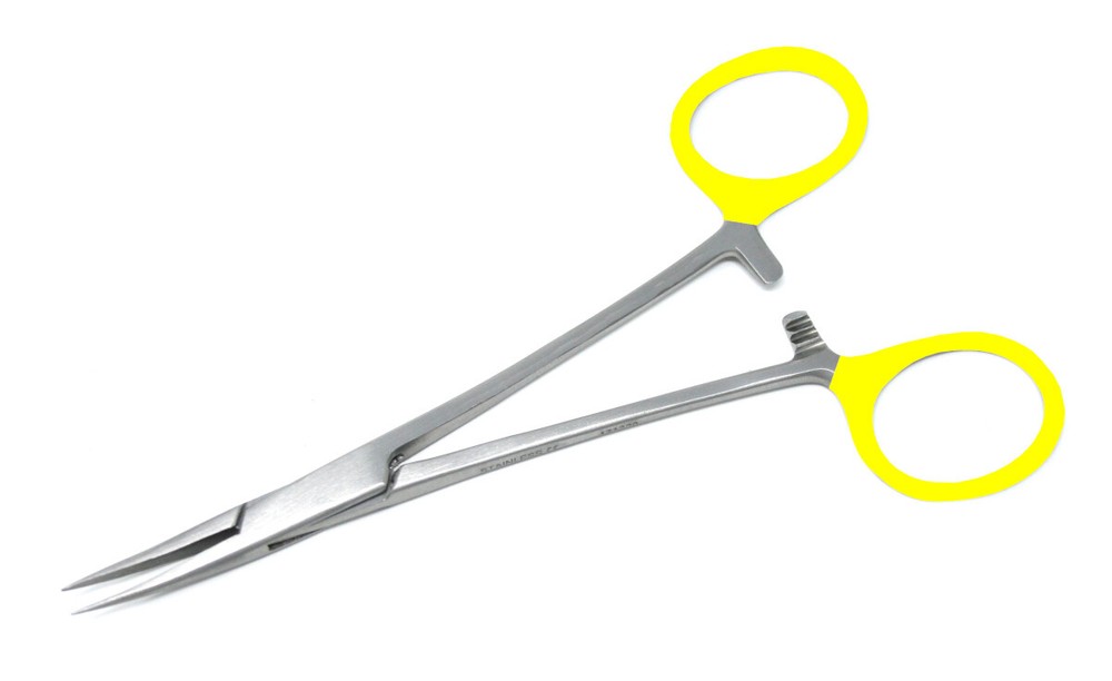 Needle Nose Hemostat Forceps Yellow Handle Grasping Pliers Model Builder Tool