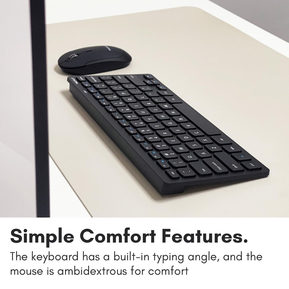 Small Wireless Keyboard and Combo - Quiet Productivity Duo - 2.4G Wireless Ke...