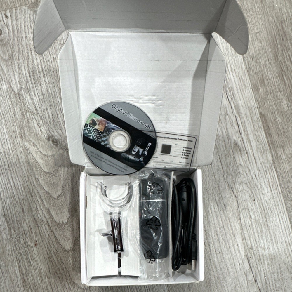 Digital Microscope USB Camera Kit with Stand, Calibration Ruler, Software CD