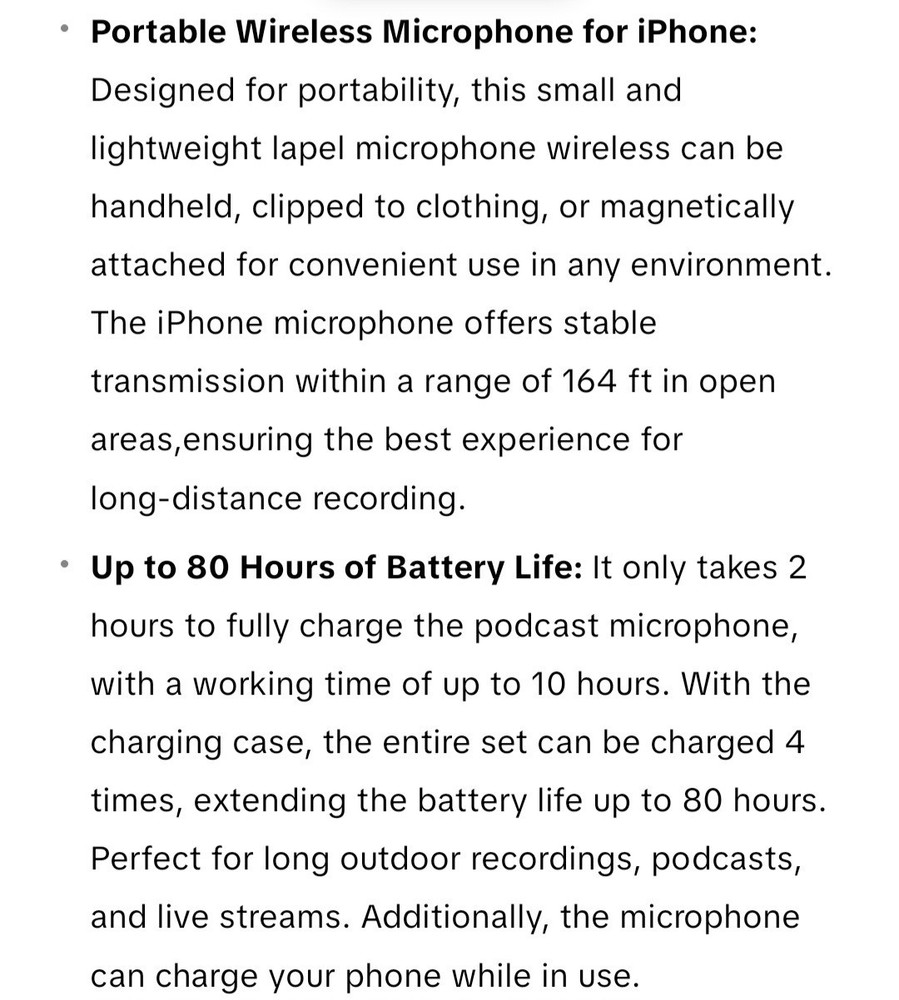 KUKIHO Wireless Lavalier Microphone for iPhone iPad Android With Charging Case A