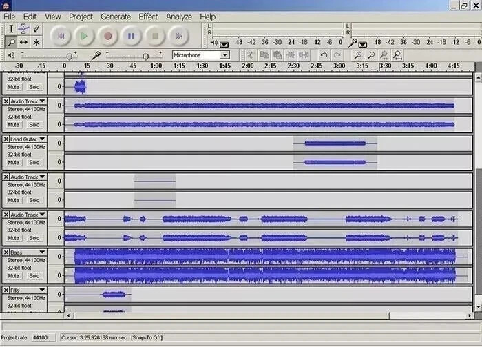 Audacity Software, Professional Audio Music Editing Recording, Podcasting Window