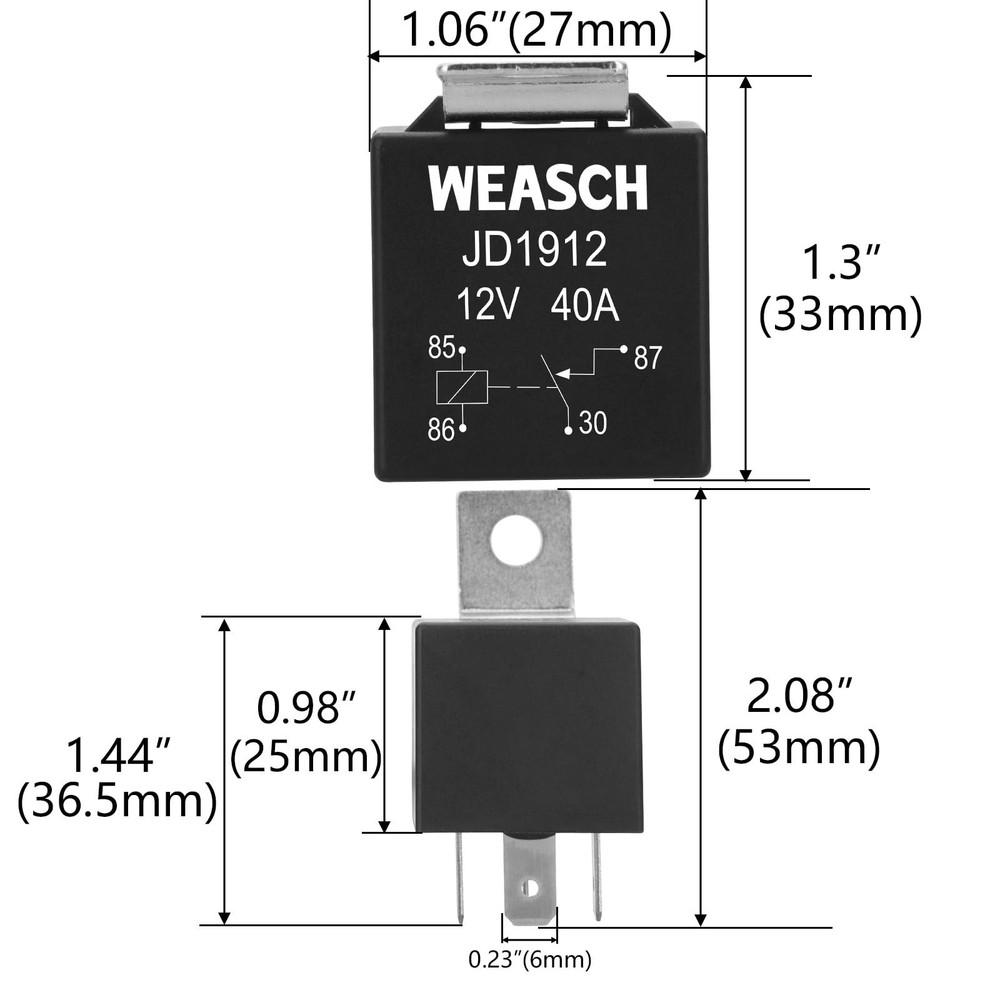 Weasch 2 Pack JD1912 Car Relay,