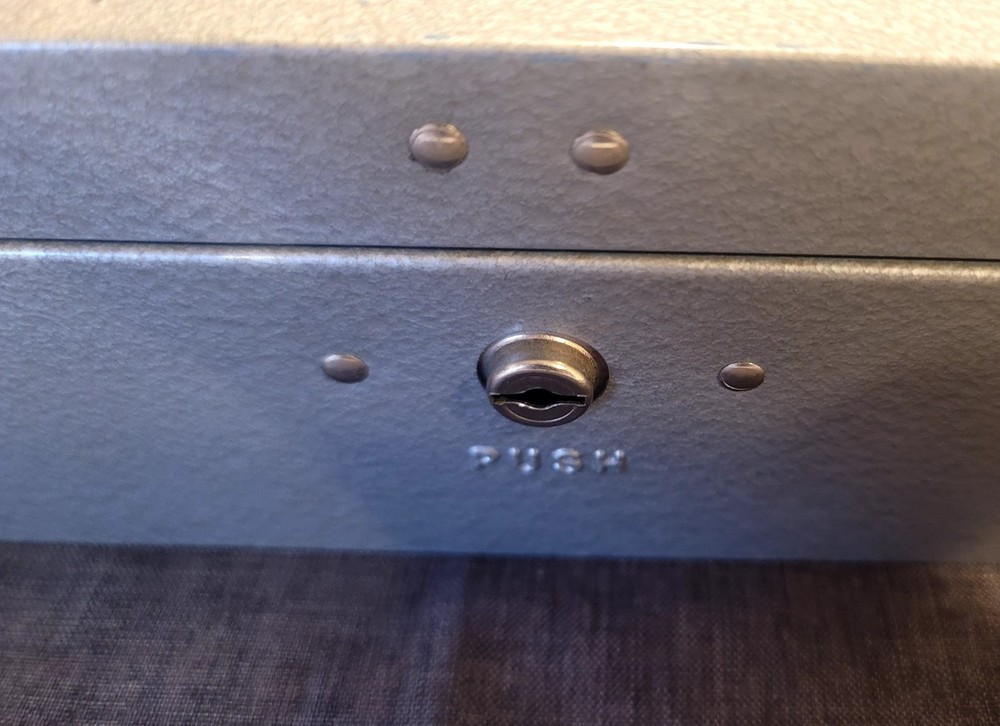 metal lock box and key 12" long