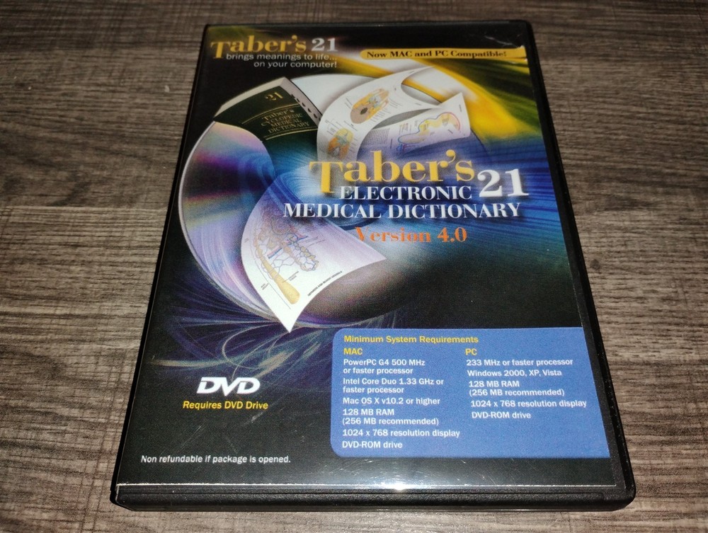 Taber's 21 Electronic Medical Dictionary Version 4.0 PC/Mac DVD-ROM Windows XP
