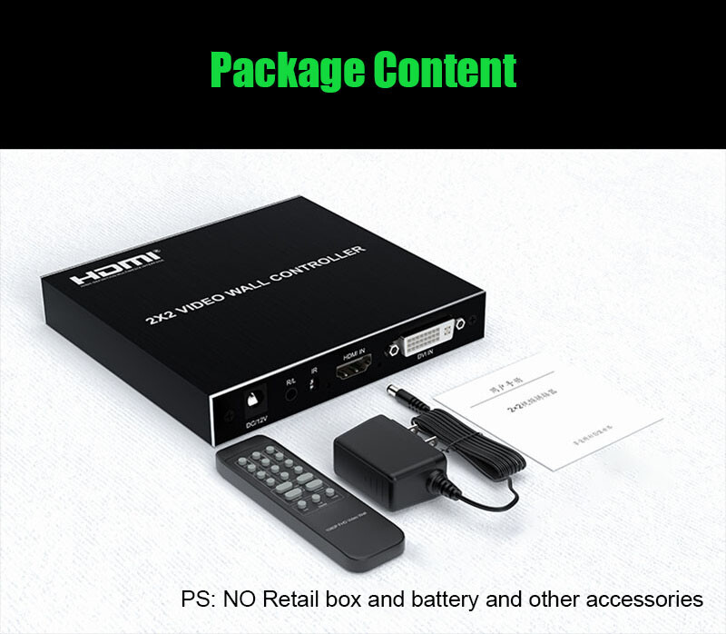 1080p HDMI 2x2 Video Wall Controller Screen Stitching Box Processor 4 TV Splicer