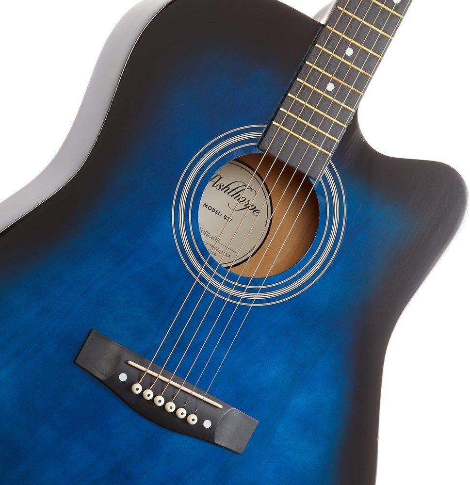 41-inch Beginner Cutaway Acoustic Guitar Package Blue, Full Size Basic Starte...