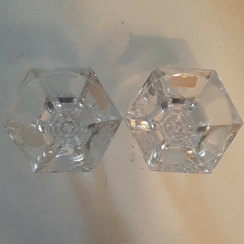 2 Lead Crystal 24% Clear Candlesticks Holders Austrian