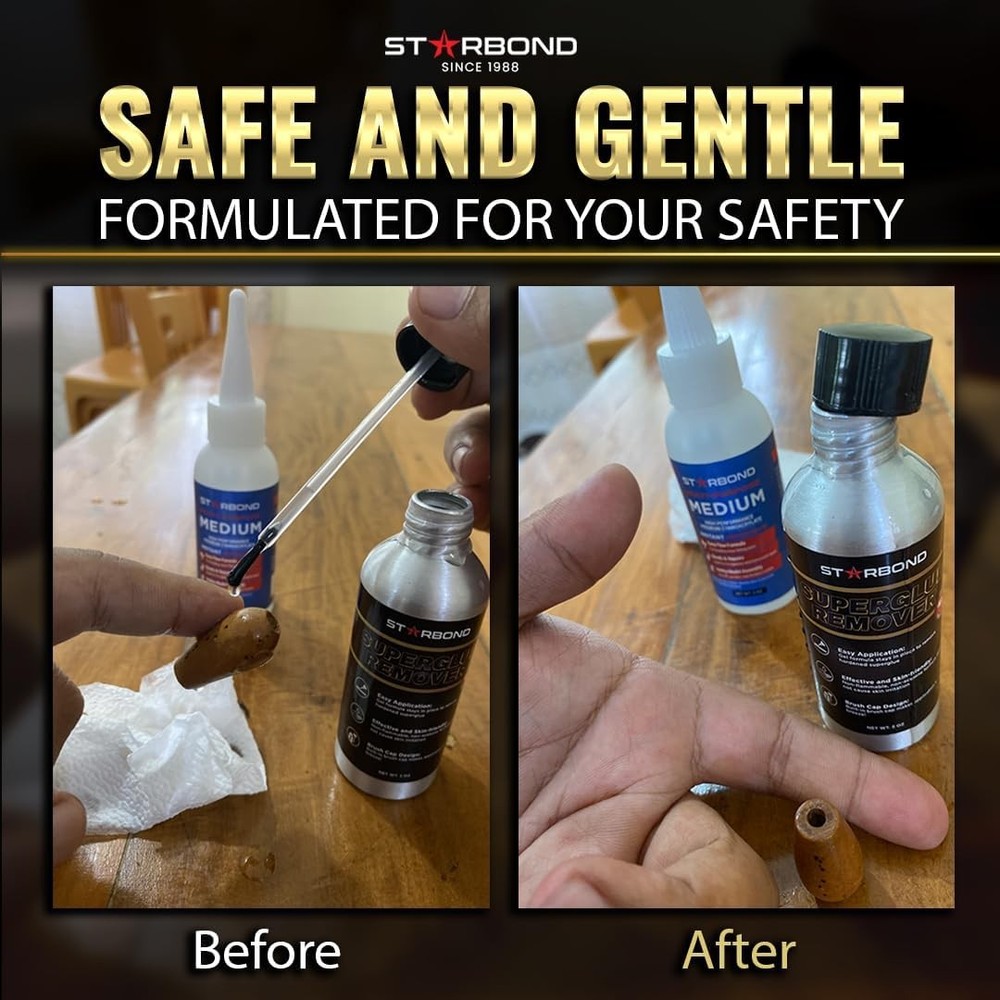 2 oz. Super Glue Remover – Dissolves Adhesive – CA Glue Debonder with Easy Br...