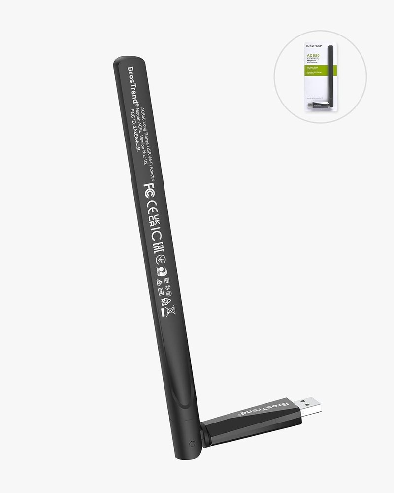 BrosTrend 650Mbps Linux Compatible WiFi Adapter Supports Kali Linux, Black