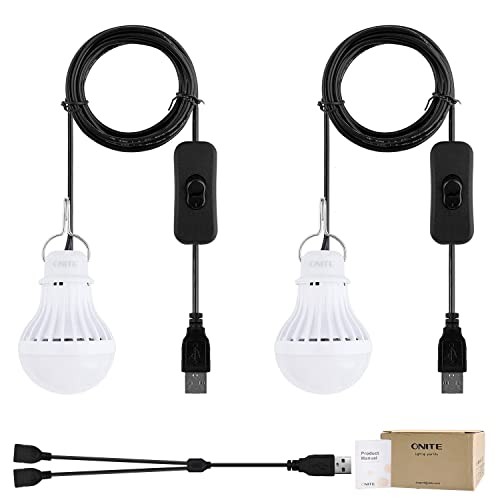 2 Pack USB Light, USB LED Camping Lantern with USB Splitter Y-Cable, 8ft