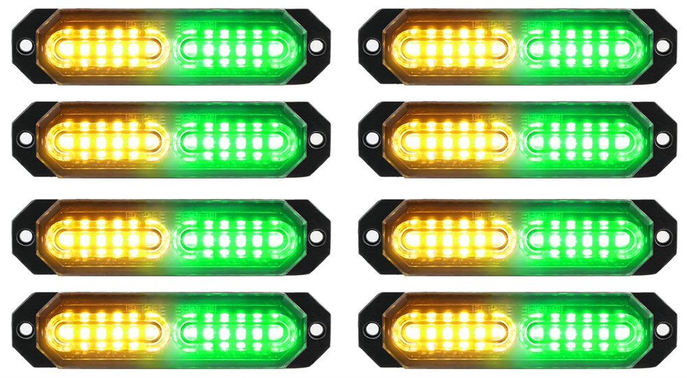 ASPL 8pcs Sync Feature Ultra Slim 12-LED Surface Mount Flashing Strobe Lights