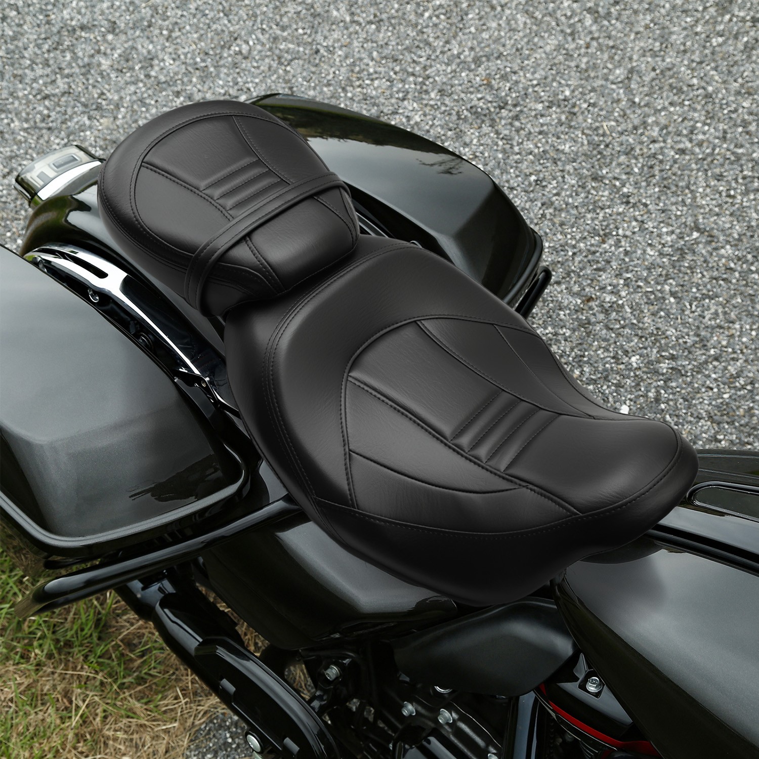 Low-Profile Seat Rider Passenger Two-Up Seat for Harley Touring Electra Glide US