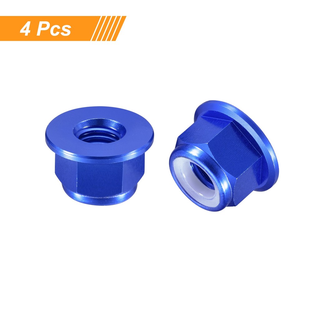 Nylon Insert Hex Lock Nuts, 4pcs - M8x1.25mm Self-Locking Nut(Sapphire Blue)