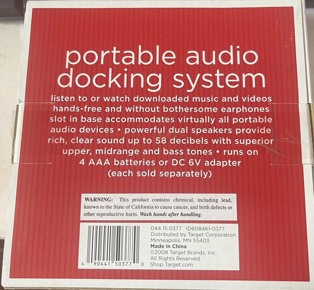 Portable Audio Docking System Vintage New