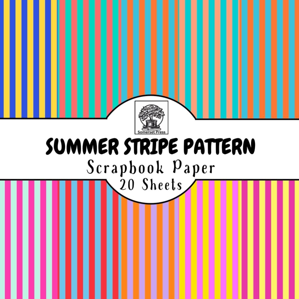 Summer Stripe Pattern Scrapbook Paper: 20 Double-Sided Sheets for Scrapbooking,