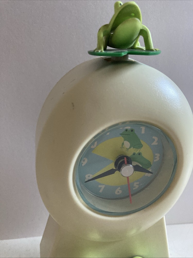 Vintage 80s Novelty Frog Clock , Plastic, Mouths Open + Close Tested & Working