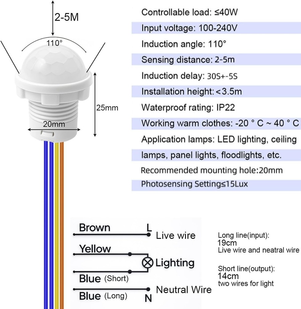 Automatic Motion Sensor Switches - 4pcs, 120° Detection, Tool-Free Installation