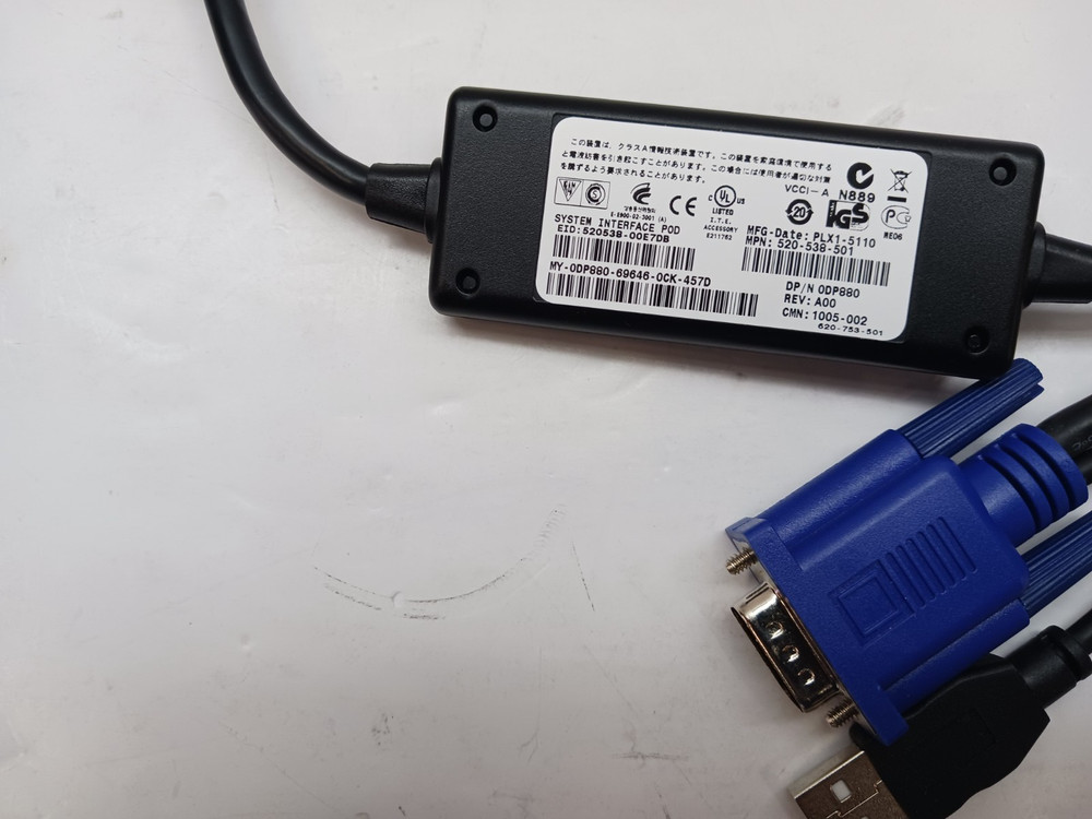 Dell System Interface Pod KVM Switch USB Virtual Media Module Cable DP/N ODP880