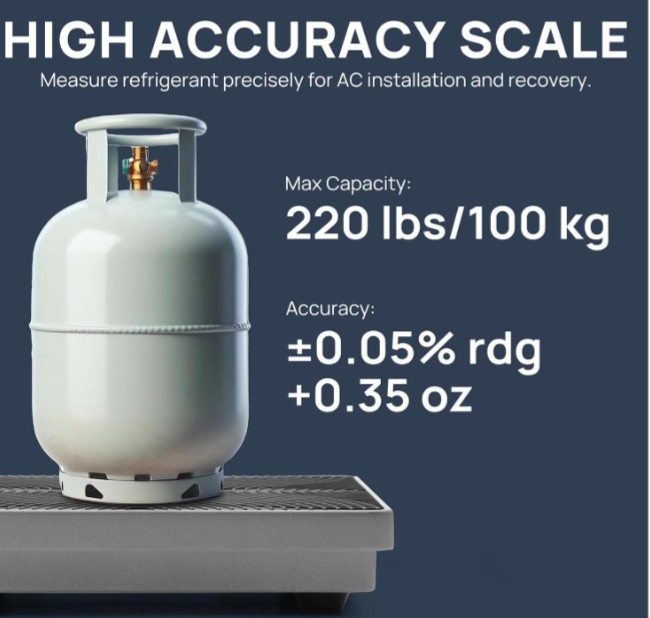 220lb Refrigerant Scale with Wired Controller, Memory Function & Hard Case.