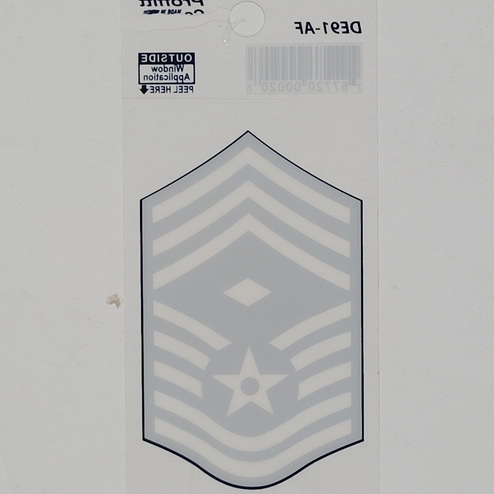 USAF Chief Master Sergeant First Sergeant (E-9) Mylar Vinyl Decal – 2.25" x 3.5"
