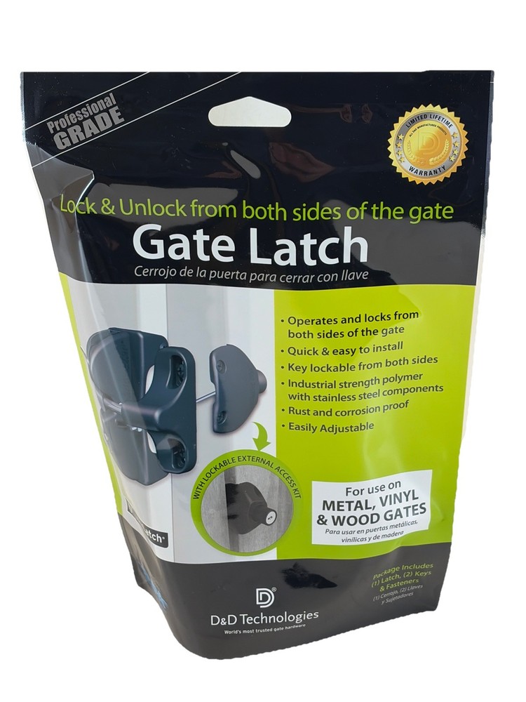 D&D Black Two Sided Key Lockable General Purpose Gate Latch  LLAABRU 2 Keys