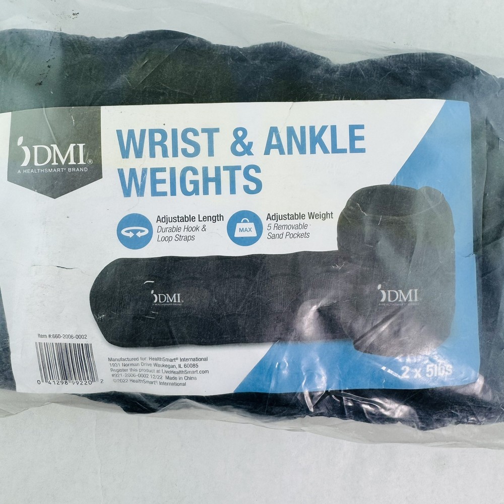 DMI Adjustable Wrist or Ankle Weights, 5 Removable Sand Pockets 2 x 5 lbs