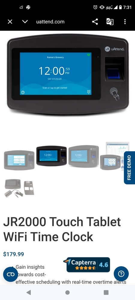 uAttend Touch Tablet - Finger Scanner and RFID Reader - NX2500 (NEW)