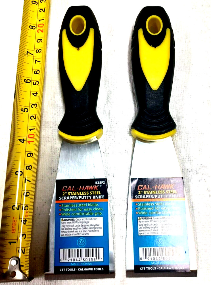 NEW 2" SCRAPER TWO 2 EACH CUSHIONED HANDLE NEW PUTTY KNIFE
