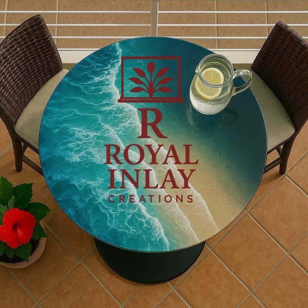 Ocean Wave Resin Table – Handmade Round Epoxy Beach Tabletop Art