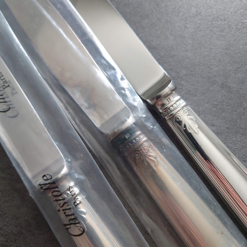 Christofle Malmaison 9pcs Silverplate Flatware Table Knife Fork Spoon Excellent