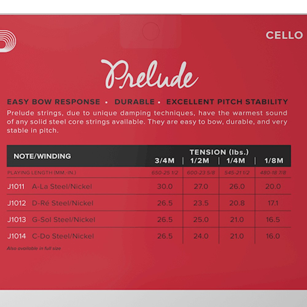 D'Addario Prelude Cello Single D String, 4/4 Scale, Medium Tension, Bulk 10-Pack