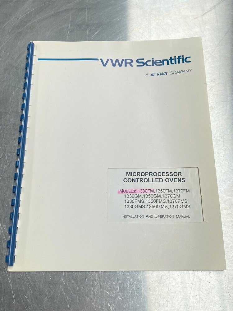 VWR Scientific Microprocessor Controlled Ovens - Users Manual /Instructions Book