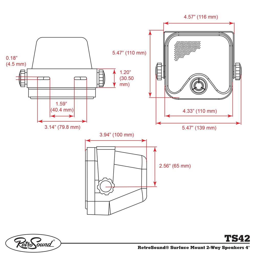 RetroSound Surface Mount 2-Way Speakers 4"