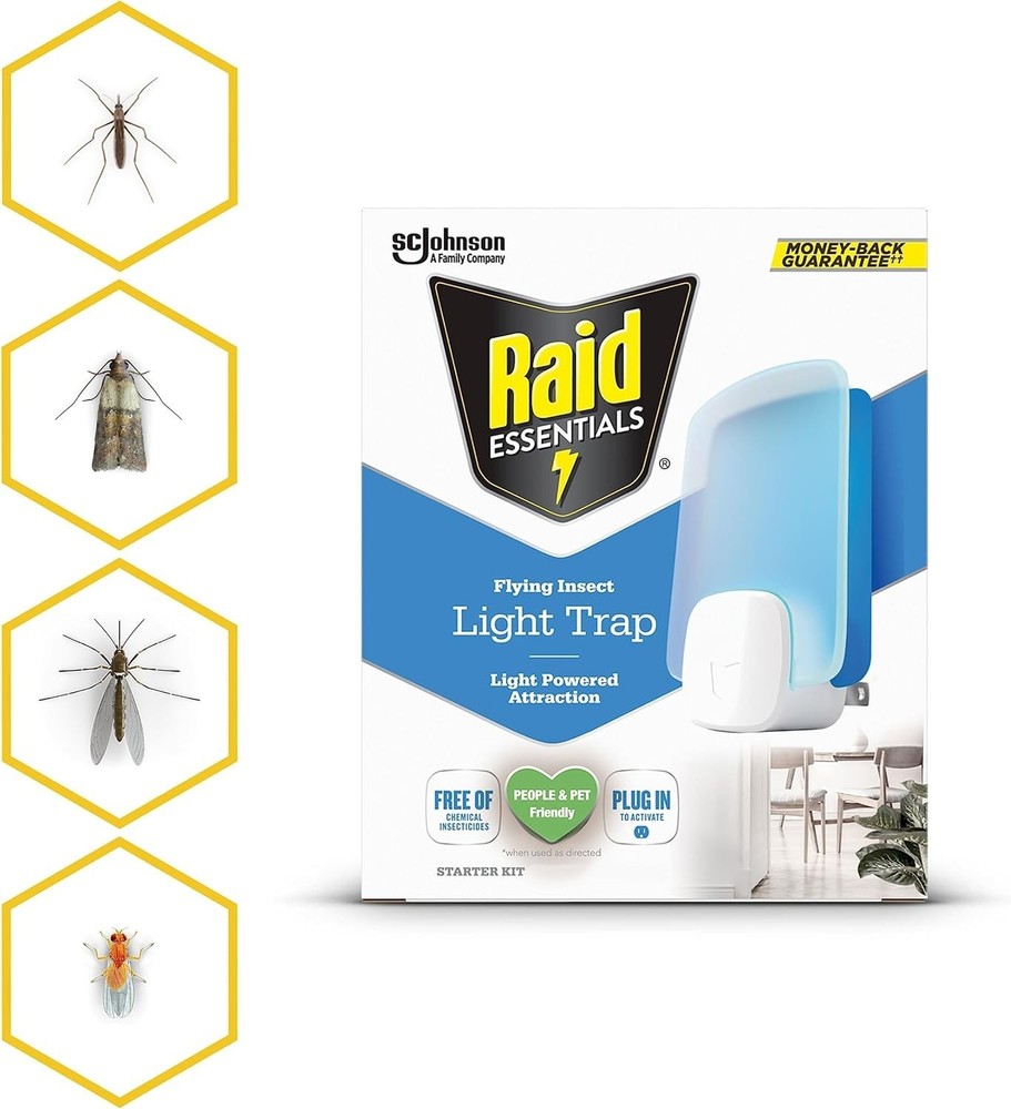 Raid Essentials Flying Insect Light Trap Refills, 2 Light Trap Refill Cartridges