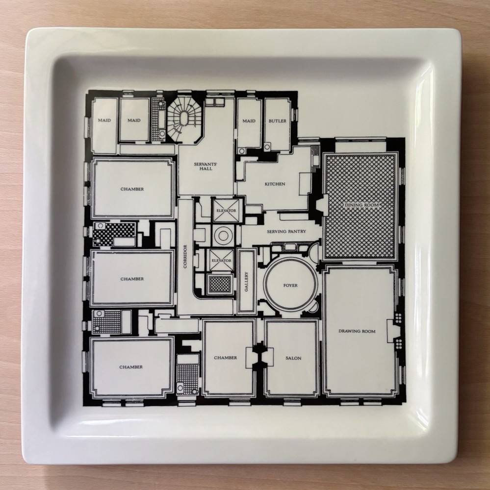 Fishs Eddy Black And White Floorplan Collection Large Square Serving Platter