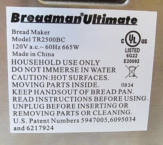 Heating Element for Breadman Bread Maker Model TR2500BC (3-Rivet Pan Version)