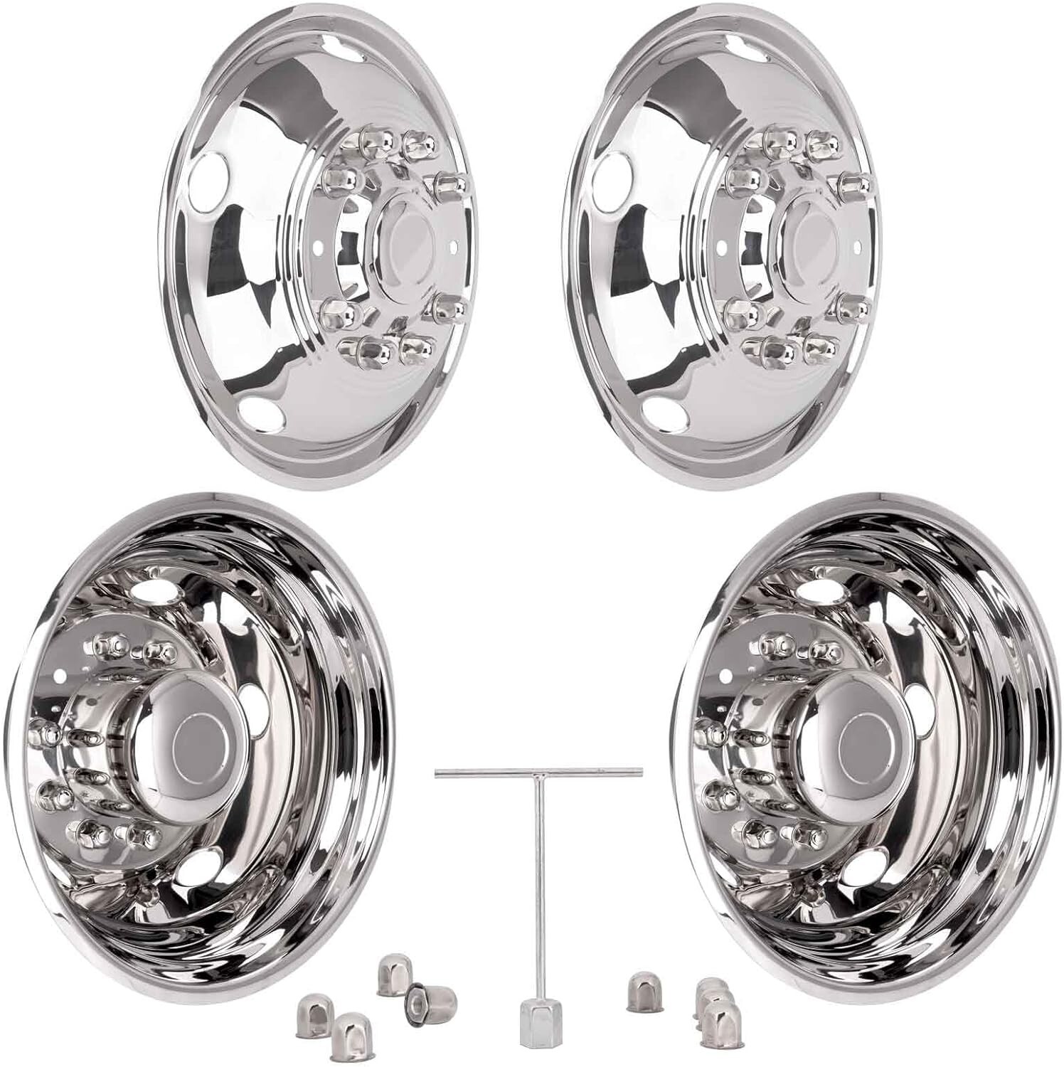 2005-2025 Ford F450/F550 19.5" 10 Lug Dually Wheel Simulators Stainless Steel