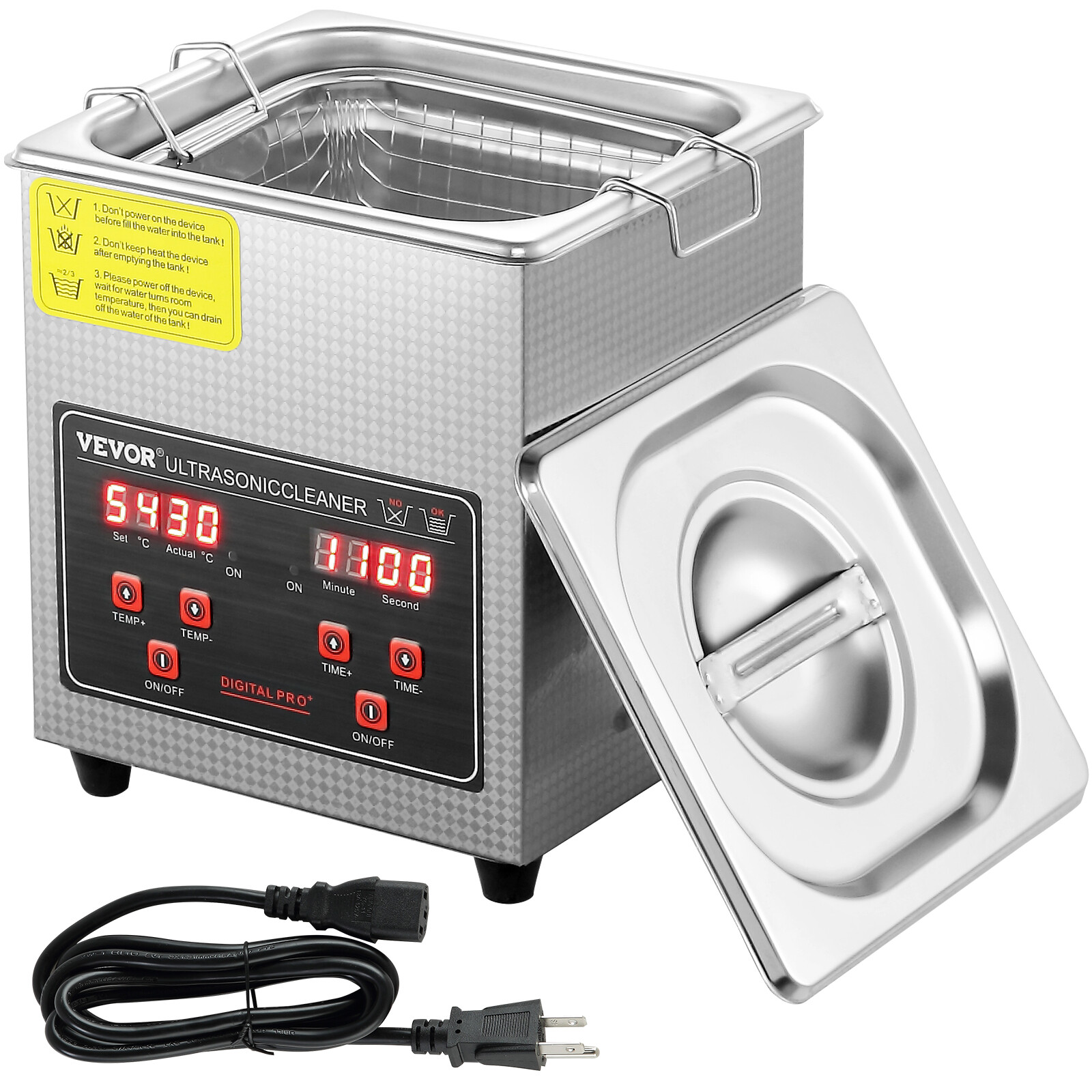 VEVOR 2L Ultrasonic Cleaner with Timer Heating Machine Digital Sonic Cleaner